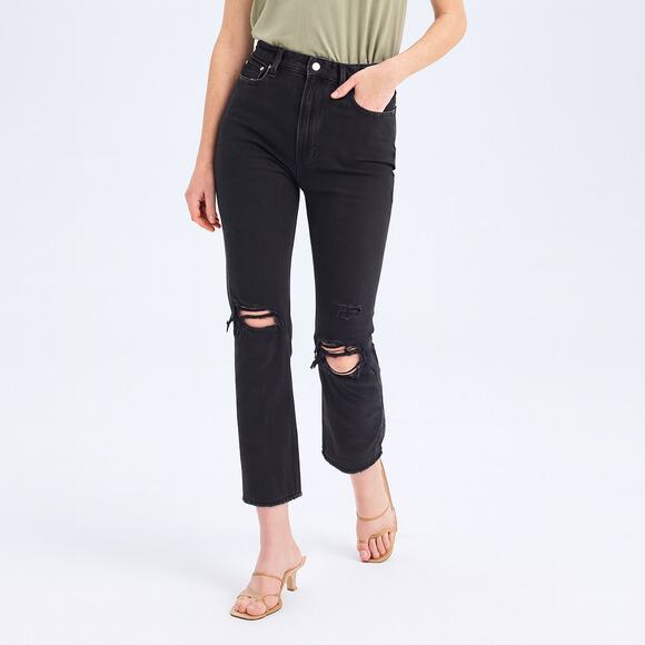 Abercrombie & Fitch The Ankle Straight Ultra High Rise Jeans Black - Picture 1 of 11